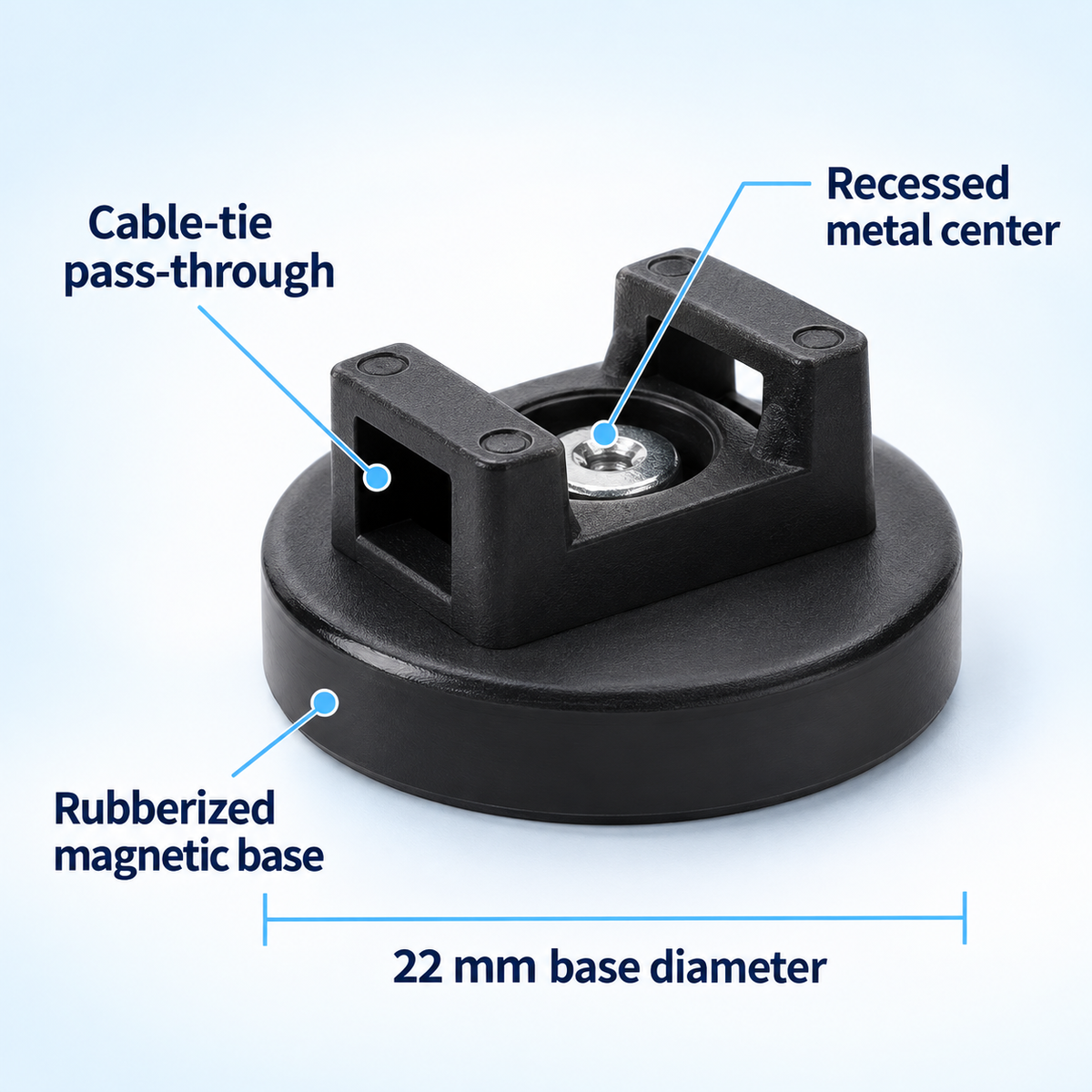 22mm Magnetic Cable-Tie Mounts — 8 Pack