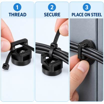 22mm Magnetic Cable-Tie Mounts — 8 Pack