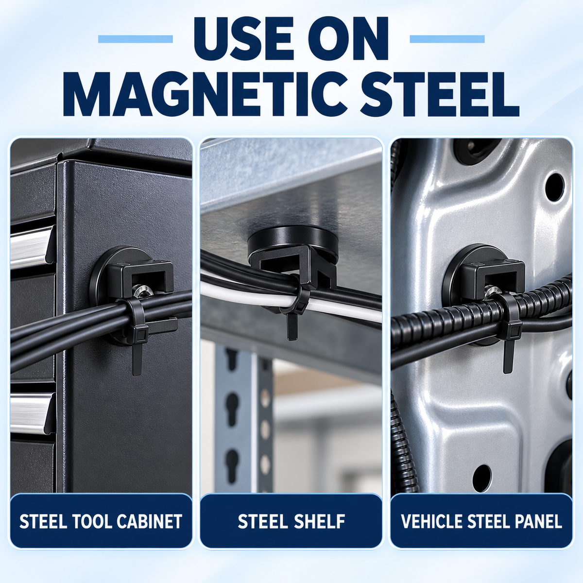22mm Magnetic Cable-Tie Mounts — 8 Pack