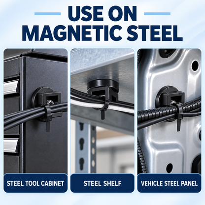 22mm Magnetic Cable-Tie Mounts — 8 Pack