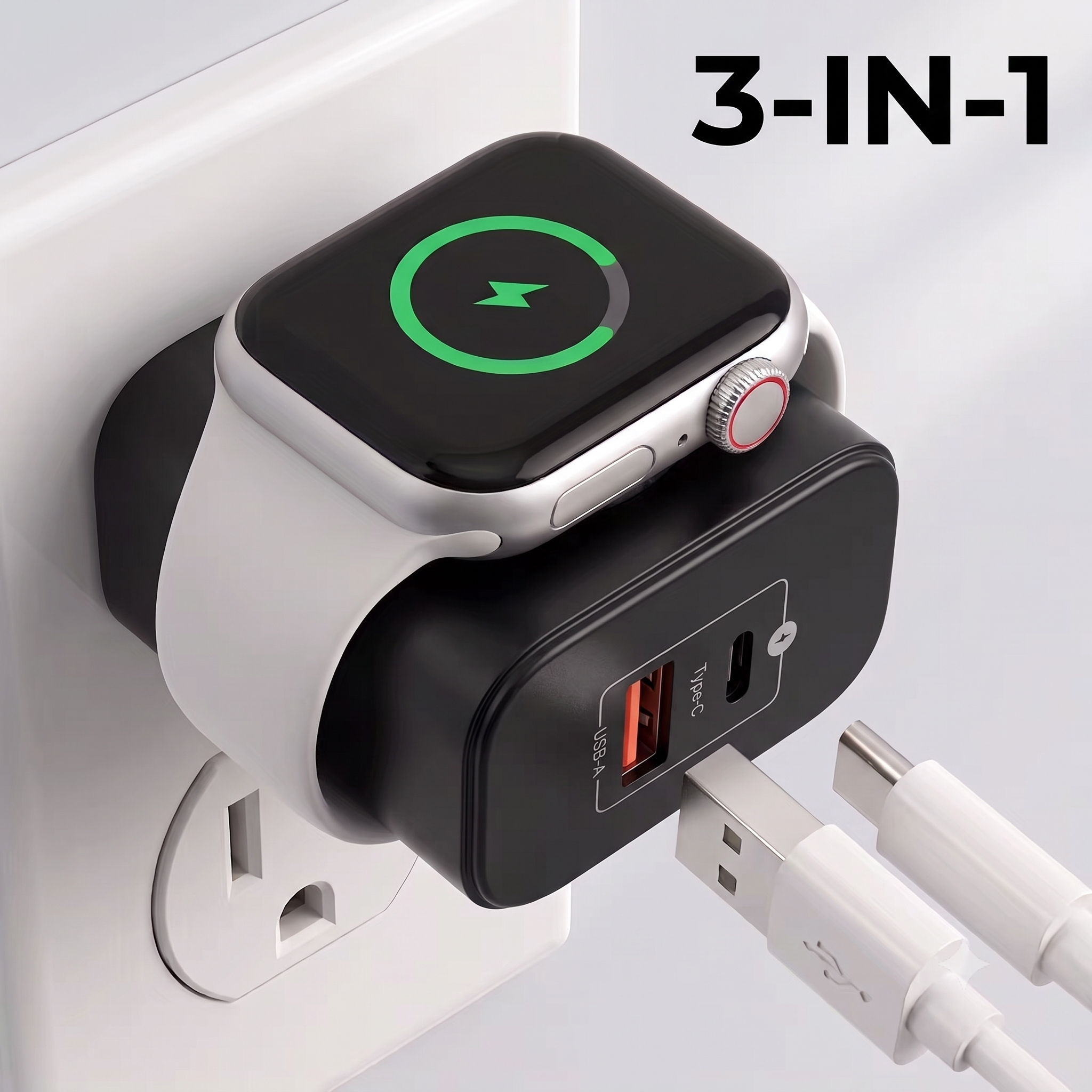 23W All-in-One Apple Watch & Dual-Port Charger-USB-C/USB-A