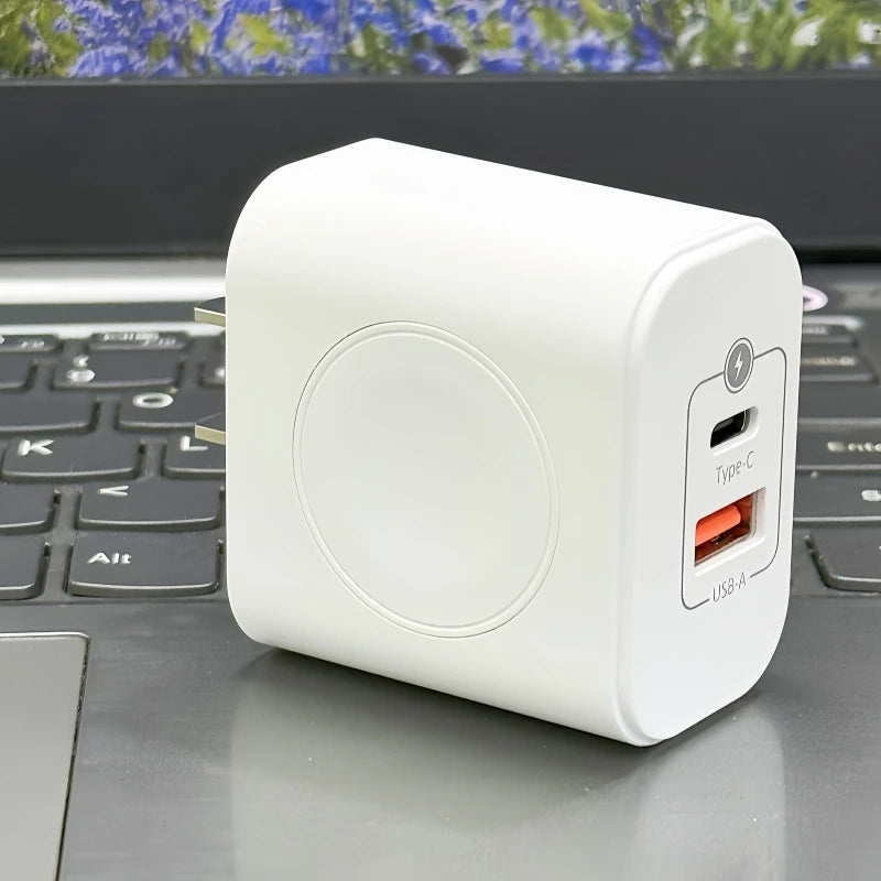 23W All-in-One Apple Watch & Dual-Port Charger-USB-C/USB-A