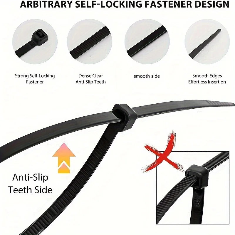 Black Cable Ties — 100 Pack