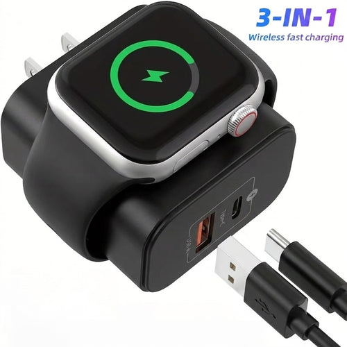 23W All-in-One Apple Watch & Dual-Port Charger-USB-C/USB-A