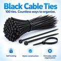 Black Cable Ties — 100 Pack
