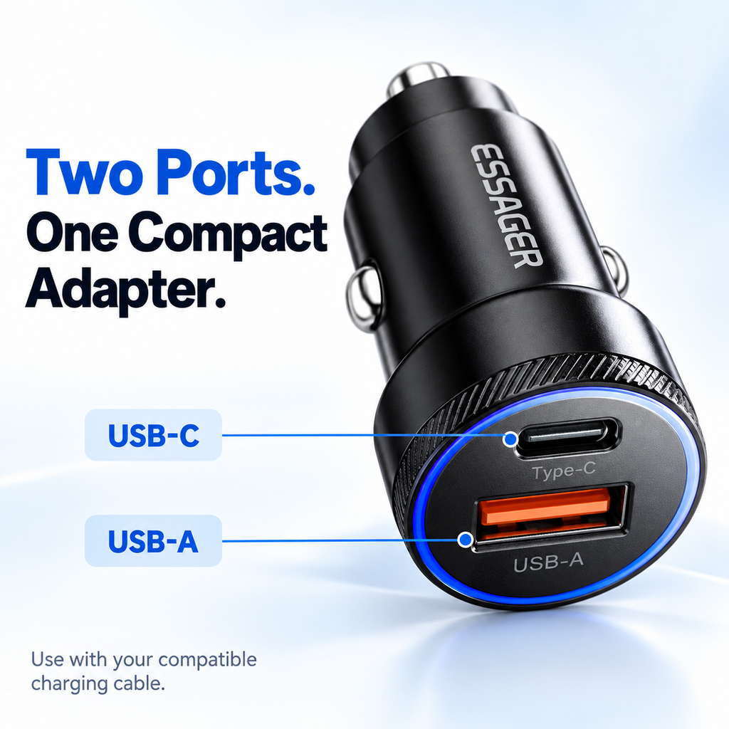Compact USB-A + USB-C Car Adapter