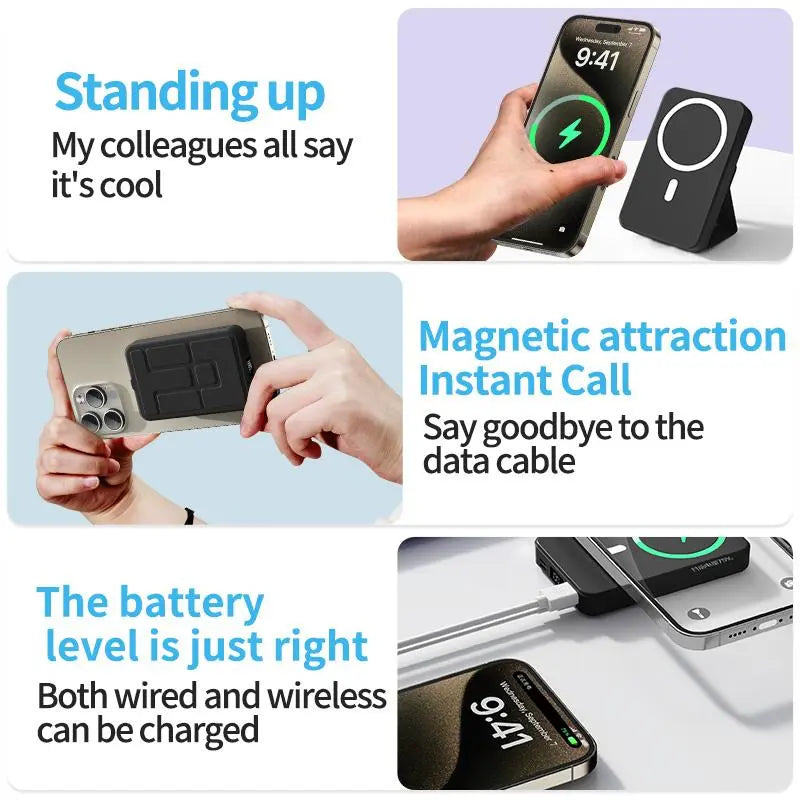 Magnetic Wireless Mag Power Bank 10000mAh Portable Charger 22.5W PD Fast Charging LED Display Battery Pack Powerbank for Phone