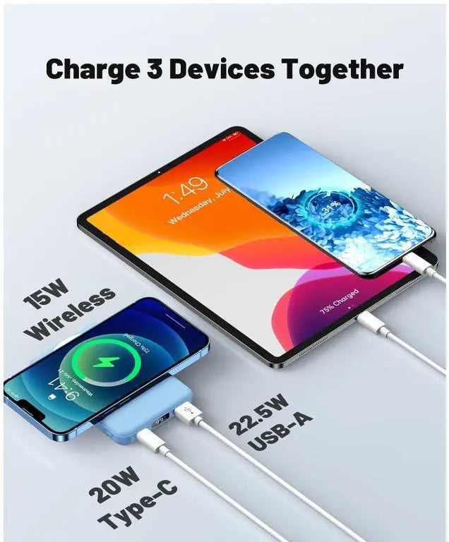 Magnetic Wireless Mag Power Bank 10000mAh Portable Charger 22.5W PD Fast Charging LED Display Battery Pack Powerbank for Phone