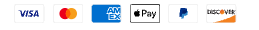 Visa, Mastercard, American Express, Apple Pay, PayPal, and Discover
